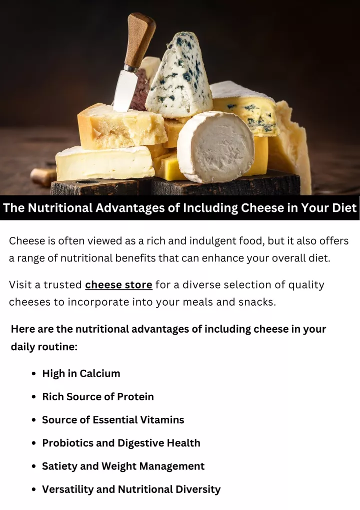 the nutritional advantages of including cheese