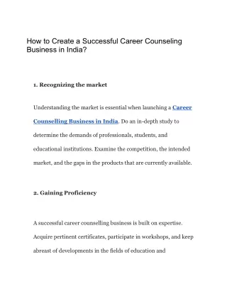 How to Create a Successful Career Counseling Business in India?