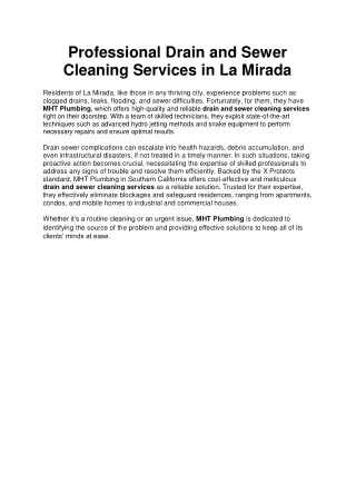 Professional Drain and Sewer Cleaning Services in La Mirada article 200
