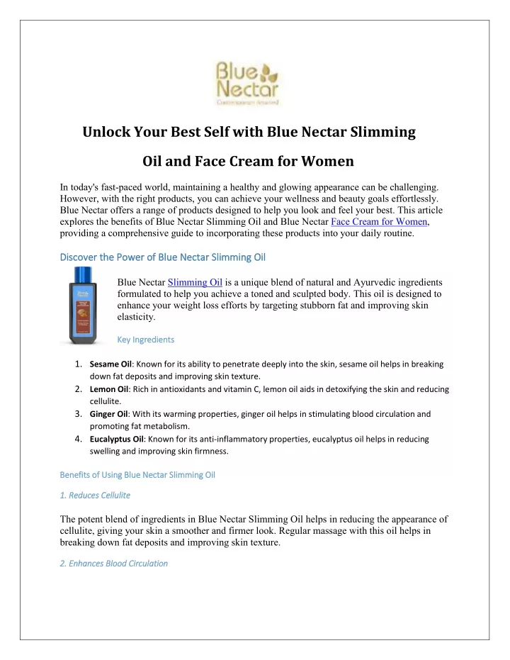 unlock your best self with blue nectar slimming