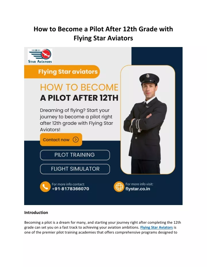 how to become a pilot after 12th grade with