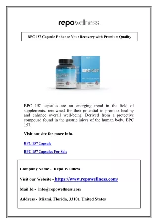 bpc 157 capsule enhance your recovery with