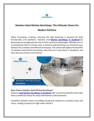 Stainless Steel Kitchen Benchtops: The Ultimate Choice for Modern Kitchens