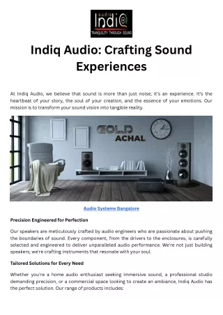 Indiq Audio Crafting Sound Experiences