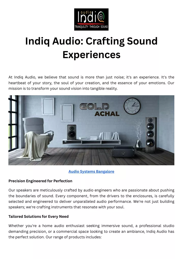 indiq audio crafting sound experiences