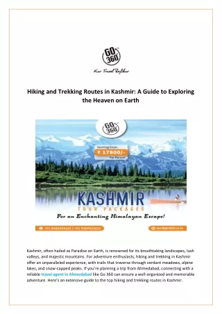 Hiking and Trekking Routes in Kashmir A Guide to Exploring the Heaven on Earth