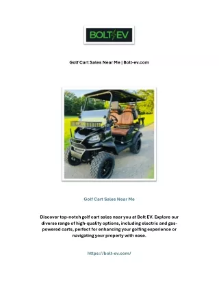 Golf Cart Sales Near Me | Bolt-ev.com