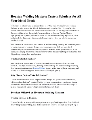 houston welding masters custom solutions