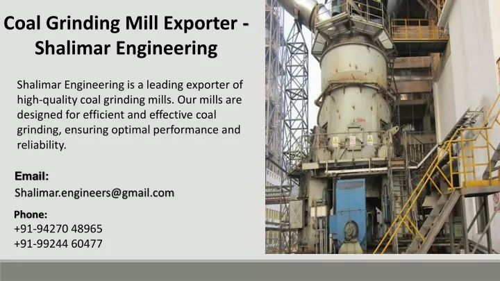 coal grinding mill exporter shalimar engineering