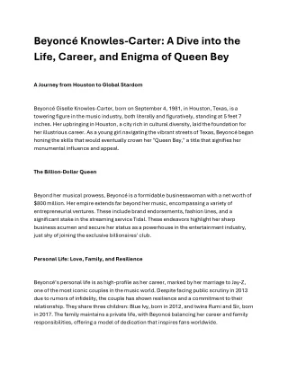 beyonc knowles carter a dive into the life career