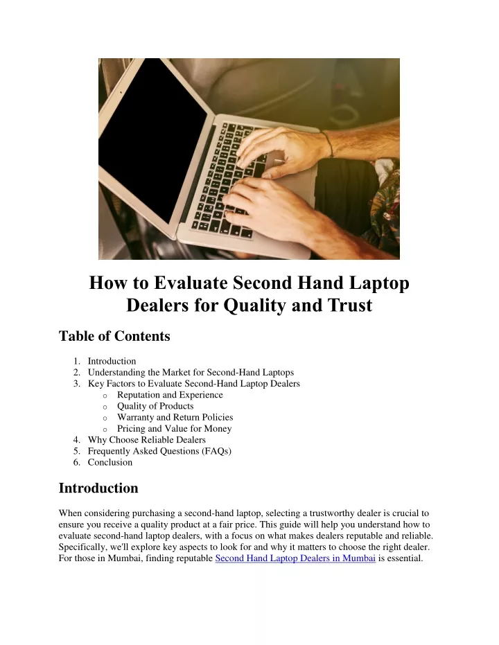 how to evaluate second hand laptop dealers