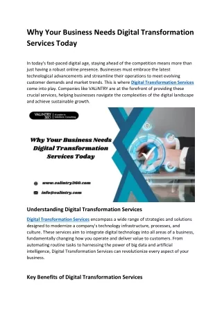 Why Your Business Needs Digital Transformation Services Today