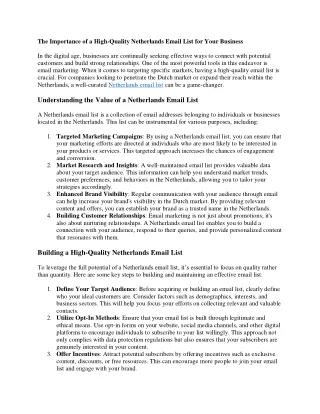The Importance of a High-Quality Netherlands Email List for Your Business