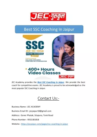 Best Ssc coaching In Jaipur