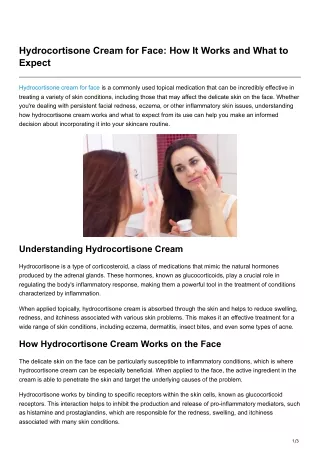 Hydrocortisone Cream for Face How It Works and What to Expect