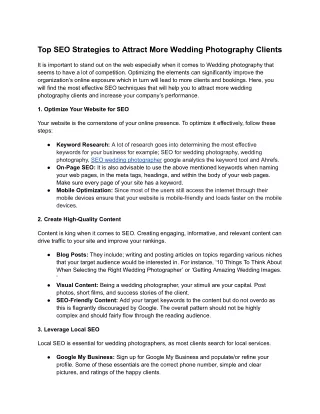 Top SEO Strategies to Attract More Wedding Photography Clients