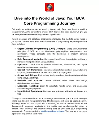 Dive into the World of Java_ Your BCA Core Programming Journey