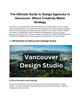 Ultimate Guide to Design Agencies in Vancouver: Where Creativity Meets Strategy