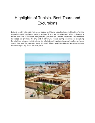 Highlights of Tunisia- Best Tours and Excursions