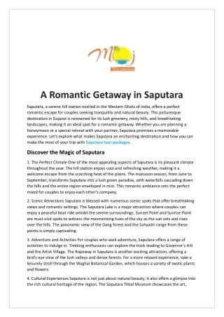 A Romantic Getaway in Saputara