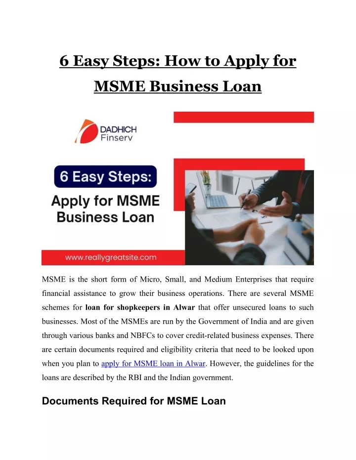 6 easy steps how to apply for msme business loan