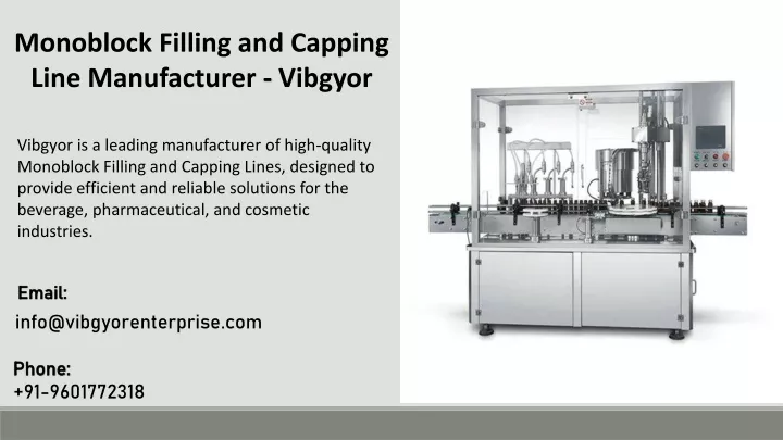 monoblock filling and capping line manufacturer