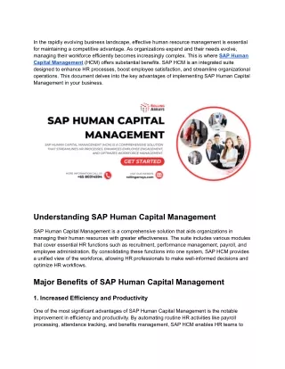 The Advantages of Adopting SAP Human Capital Management in Your Organization