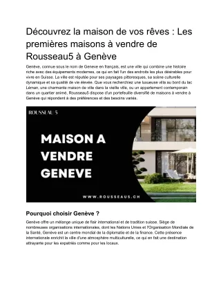 Maison a vendre geneve