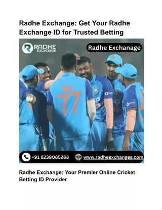 Use Radhe Exchange ID for the Best Betting Experience