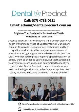 Brighten Your Smile with Professional Teeth  Whitening in Townsville