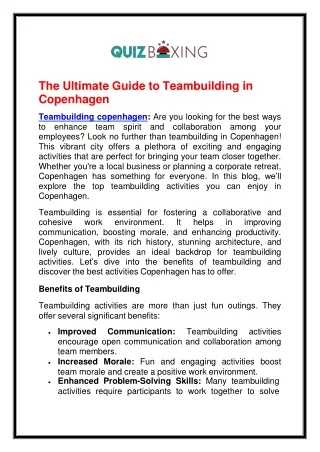 The Ultimate Guide to Teambuilding in Copenhagen