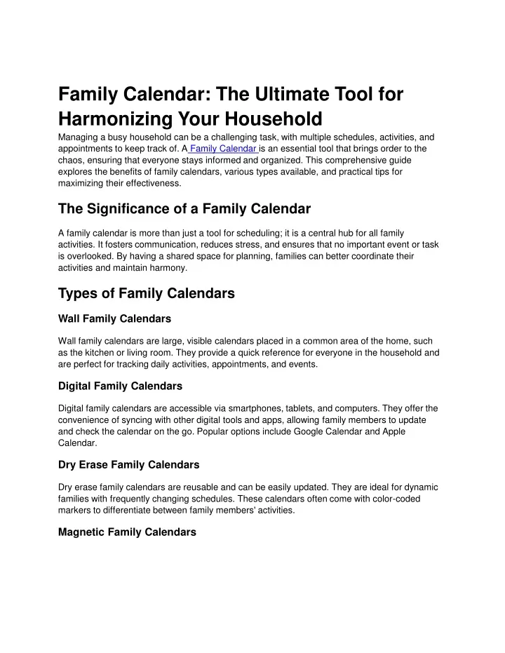 family calendar the ultimate tool for harmonizing