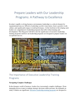 Prepare Leaders with Our Leadership  Programs: A Pathway to Excellence