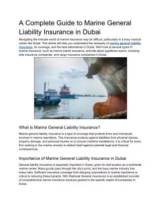 Complete Guide to Marine General Liability Insurance
