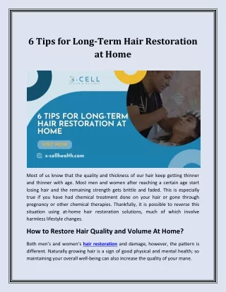 6 Tips for Long-Term Hair Restoration at Home