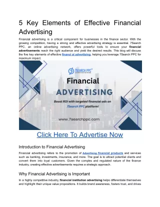 5 key elements of effective financial advertising