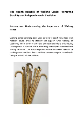 The Health Benefits of Walking Canes Promoting Stability and Independence in Castlebar