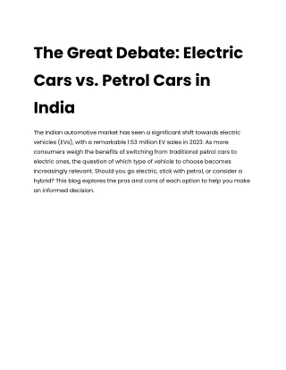 What should you buy next: Electric Car vs Petrol Car.