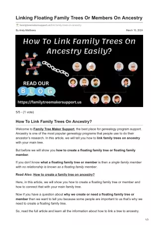 Linking Floating Family Trees Or Members On Ancestry.