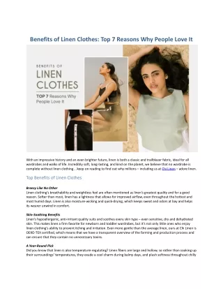 Benefits of Linen Clothes Top 7 Reasons Why People Love It