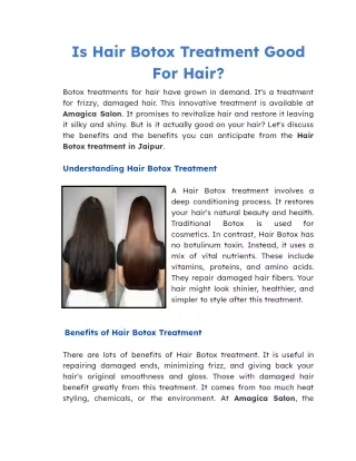 Is Hair Botox Treatment Good For Hair