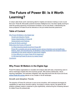 The fututre of power BI Is it worth learning