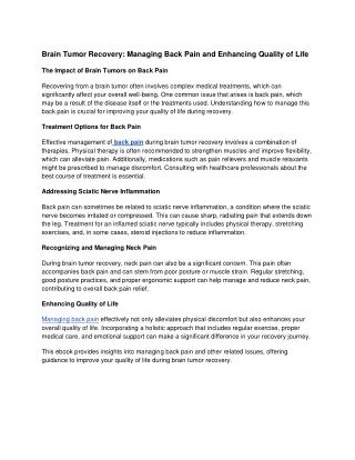 brain tumor recovery managing back pain