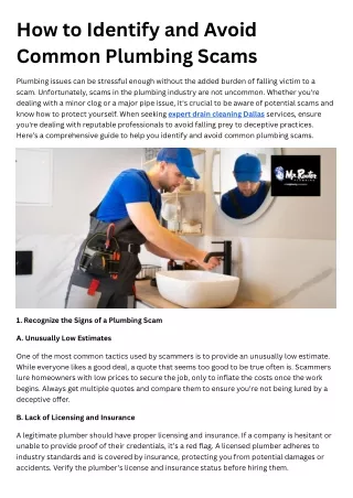 How to Identify and Avoid Common Plumbing Scams