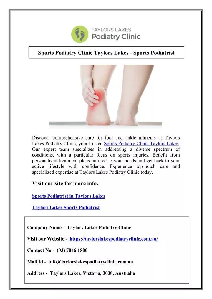 sports podiatry clinic taylors lakes sports