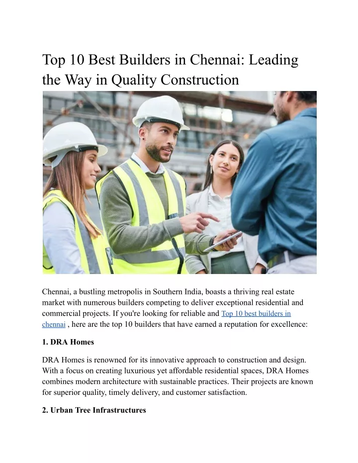 top 10 best builders in chennai leading