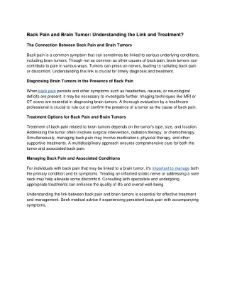 back pain and brain tumor understanding the link
