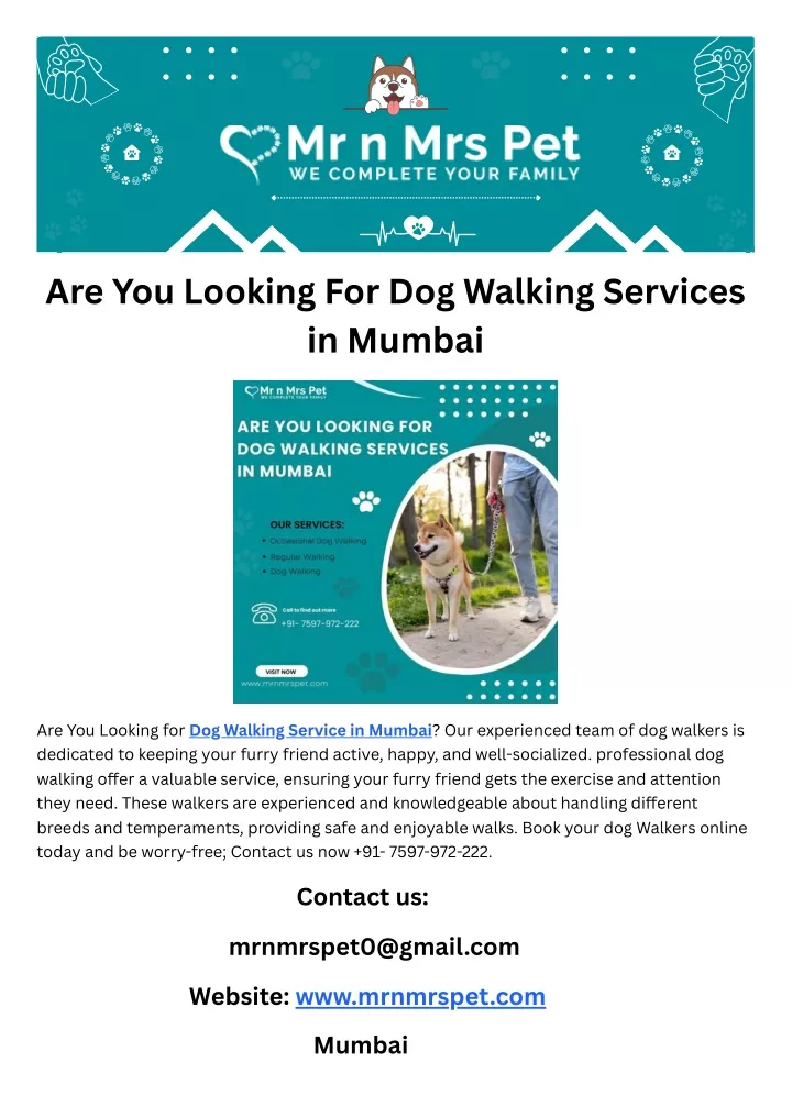 are you looking for dog walking services in mumbai