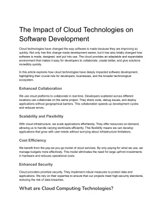 The Impact of Cloud Technologies on Software Development