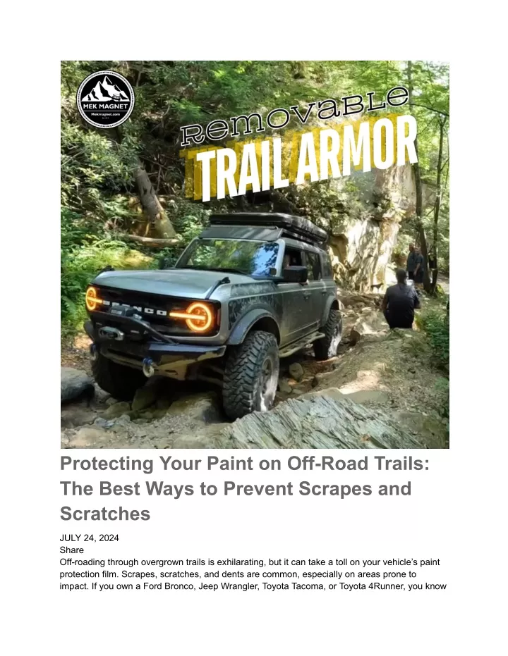 protecting your paint on off road trails the best